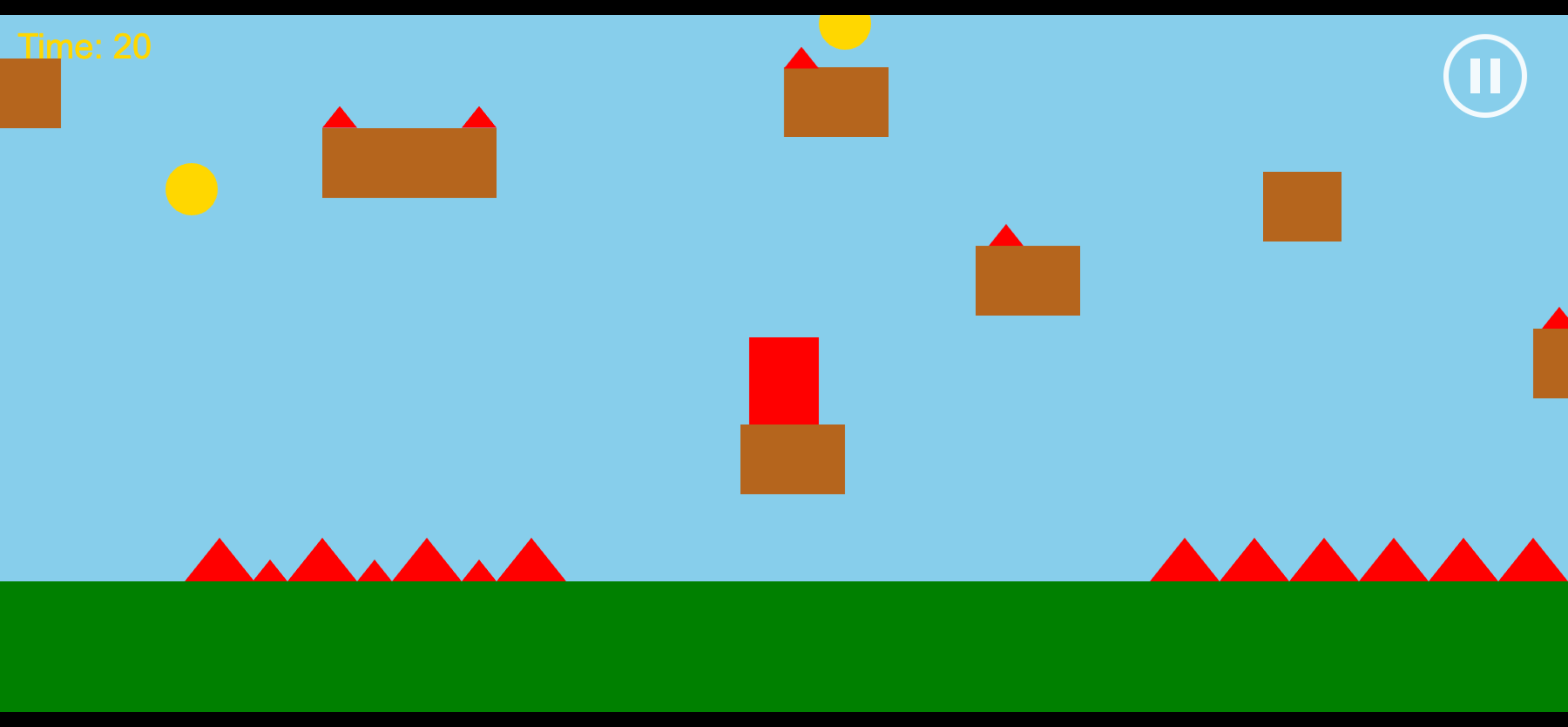 Jumping Jack — hard mode, platforms above a spike field